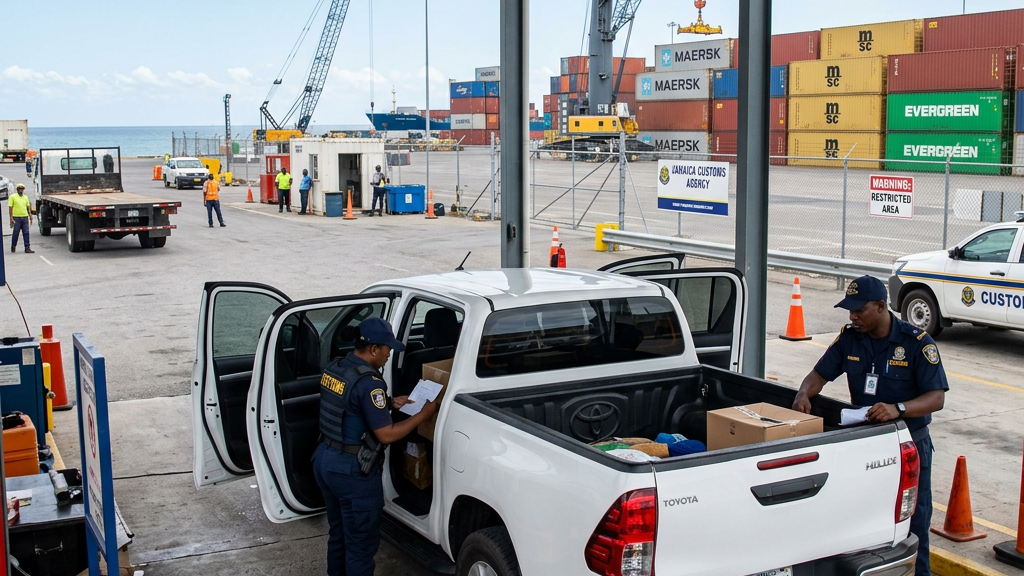Vehicle at Kingston port customs inspection