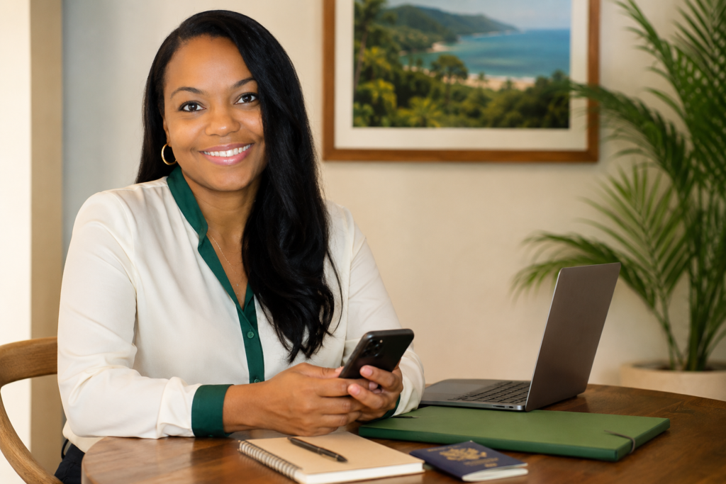 About K. Shakes staying connected to Jamaica through online resources and updates